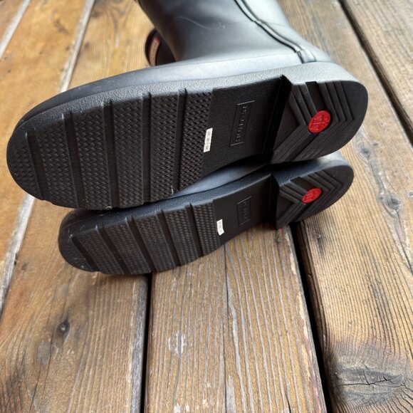 Hunter Refined Webbing Black Rain Wellies Boots in Women's 7 / EU 38 - Picture 12 of 12